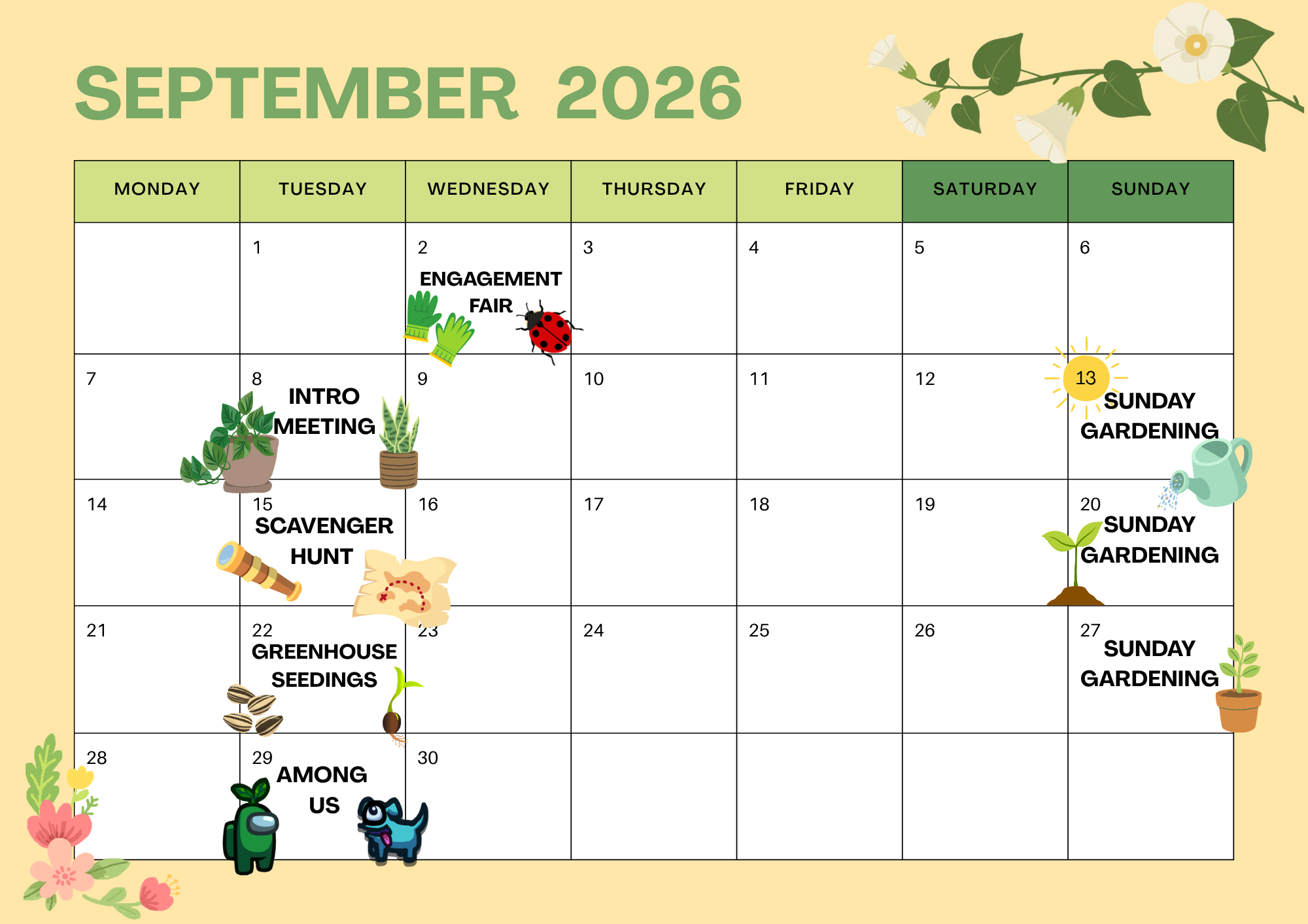 September 26 Calander