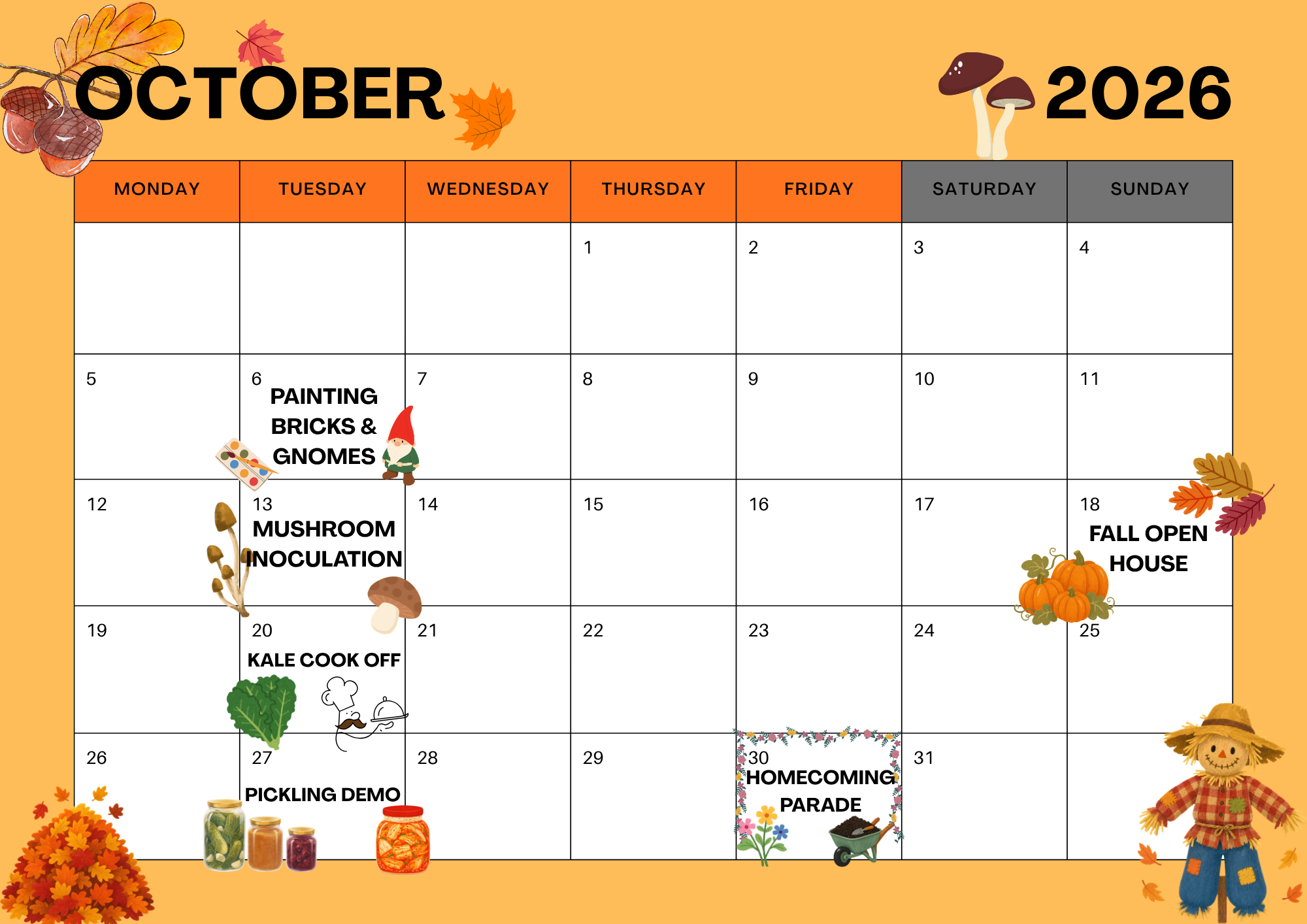 October Schedule